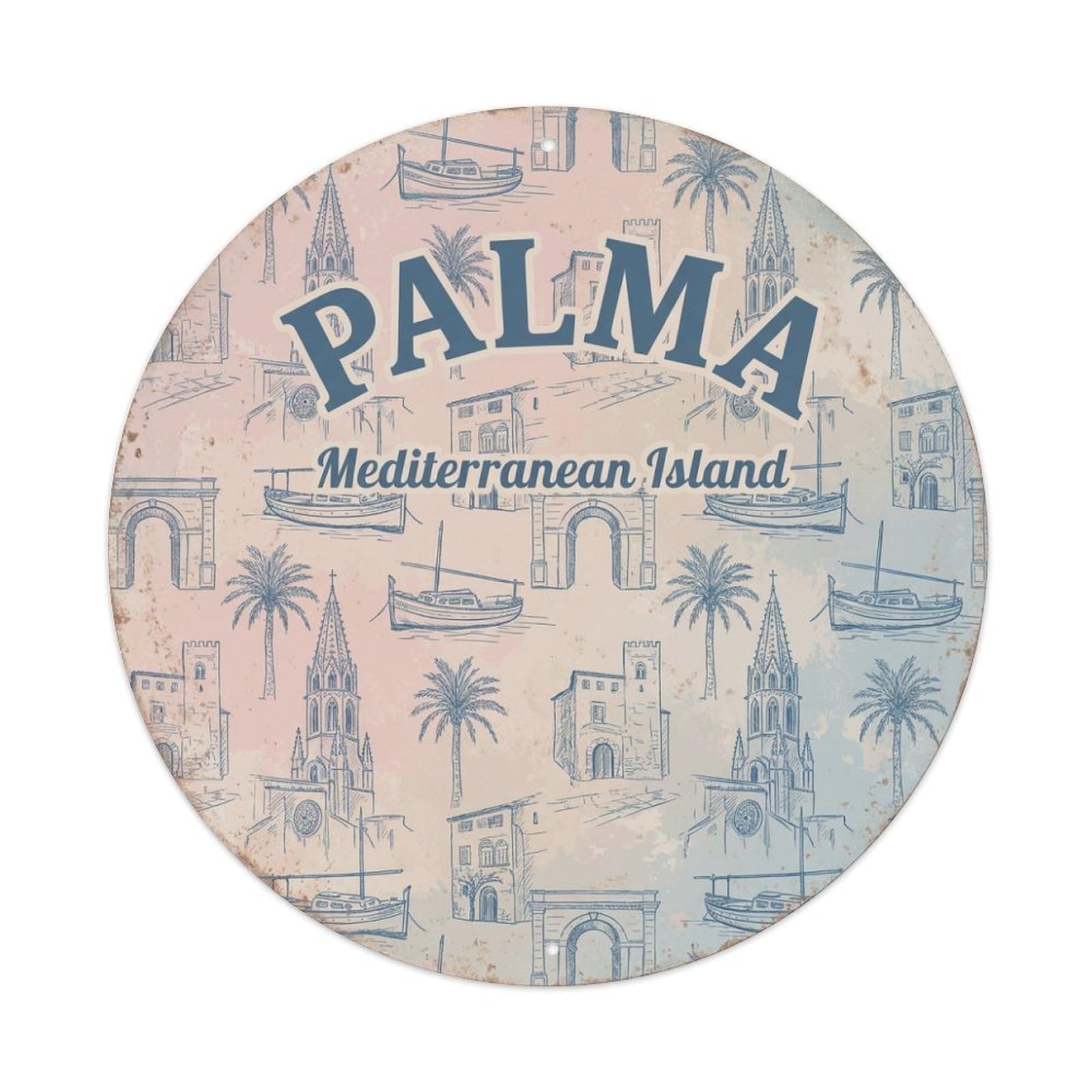 Tgrcjimh Style Metal Tin Sign Vintage Travel Palma Spain Wanderlust
