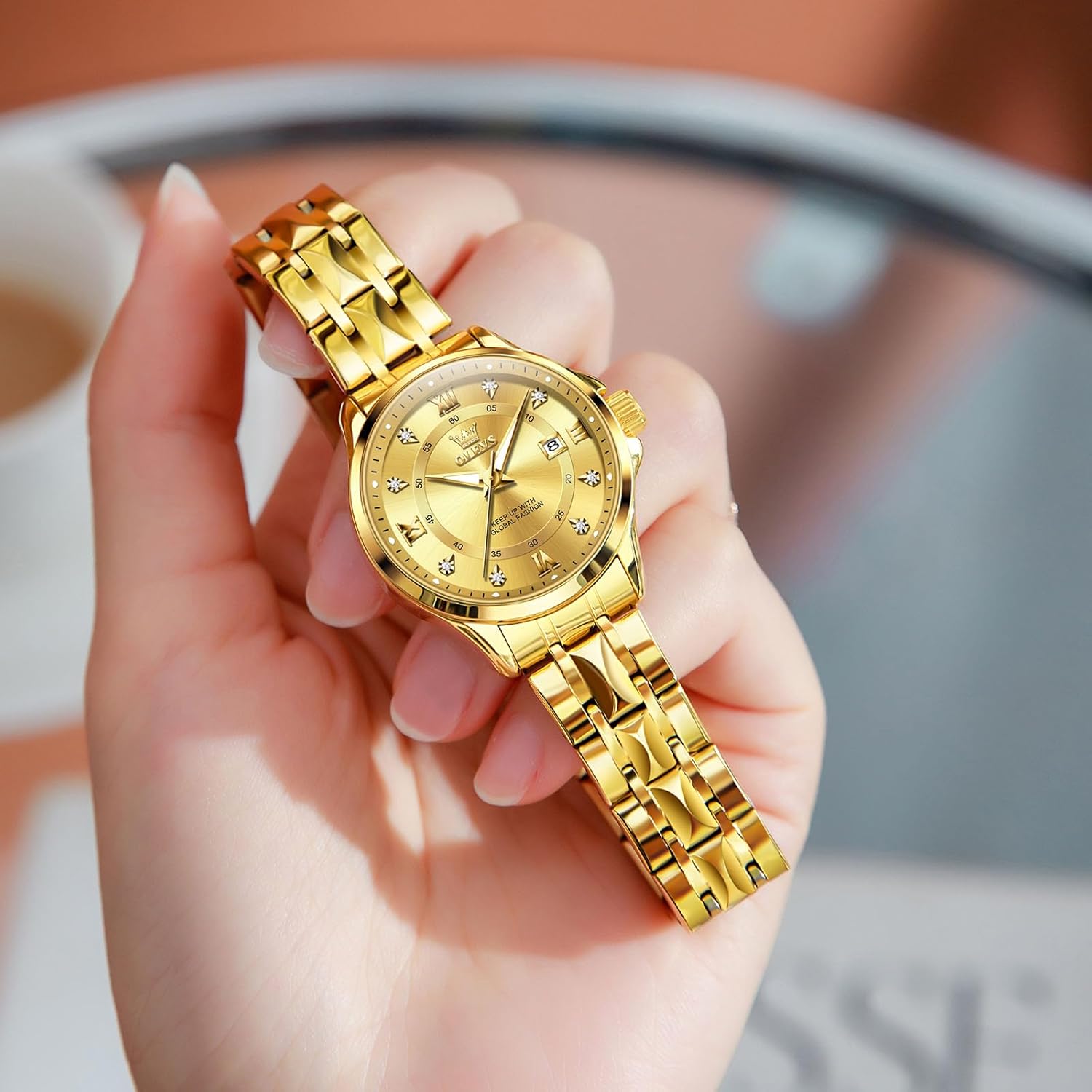 OLEVS Watch Women with Day Date Luxury Stainless Steel Ladies Watch Elegant Small Wrist Women's Dress Watches Diamond Quartz Watches for Women - Image 4