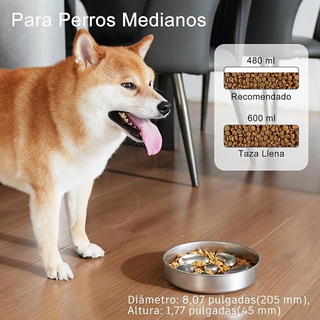 Foto 2 de 8 de Feedoo Comedero Perro Antivoracidad,480 ml Doble Pared Acero Inoxidable Comedero Antivoracidad Perro