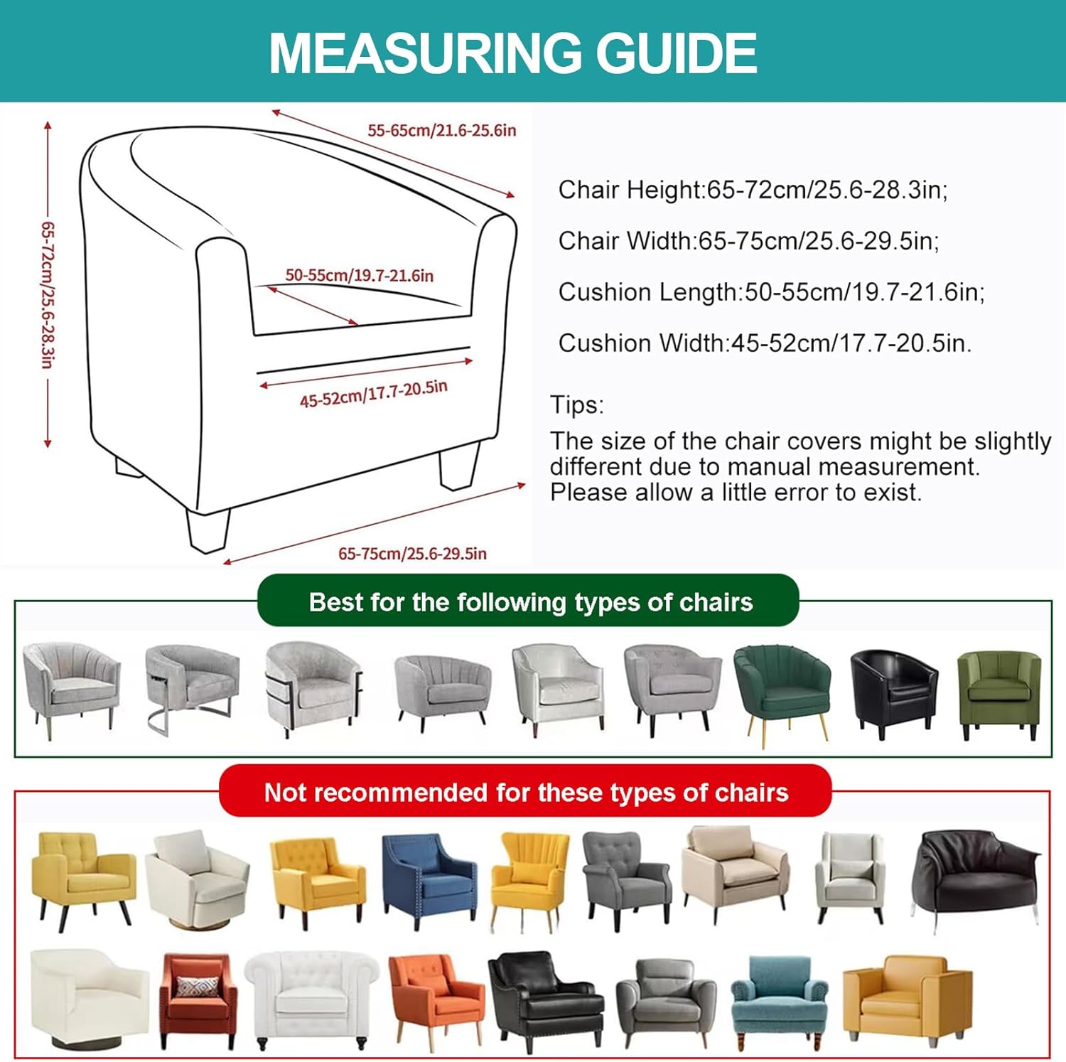 NILUOH Stretch Club Chair Slipcover 2-Piece Set for Barrel & Tub Chairs, Soft Armchair Cover - Removable Washable Furniture Protector, Living Room Armchair Cover,Off-White