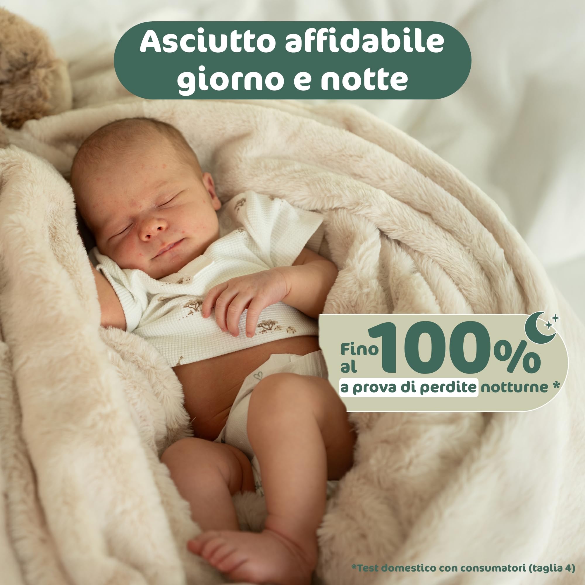 Naty BioEmbrace Pannolini per Bambini | Certificati delicati sulla pelle | Protezione anti-perdite fino al 100% | Morbidezza vegetale | Senza cloro | Taglia 3 (4–9 kg), 100 pz