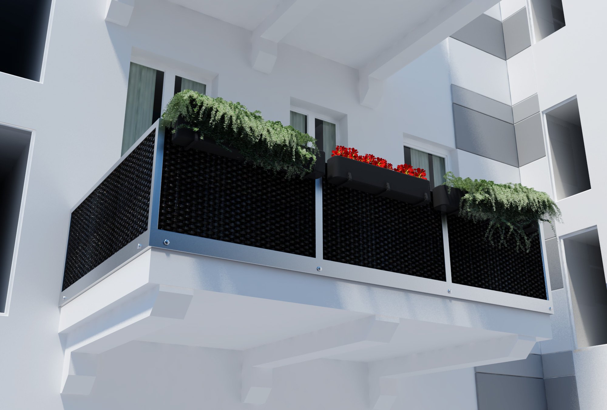 dynamic24 Brise-vue en PVC - Brise-vue - Pour balcon, balcon, clôture, coupe-vent, bordure de piscine (300 x 100 cm, noir)