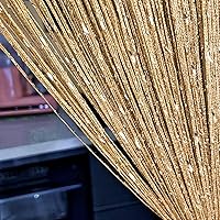 Vista 3 de Cortina decorativa separadora de ambientes, diseño de cadenas con flecos de cristal, 78.7 x 39.3 pulgadas, de Eve Split