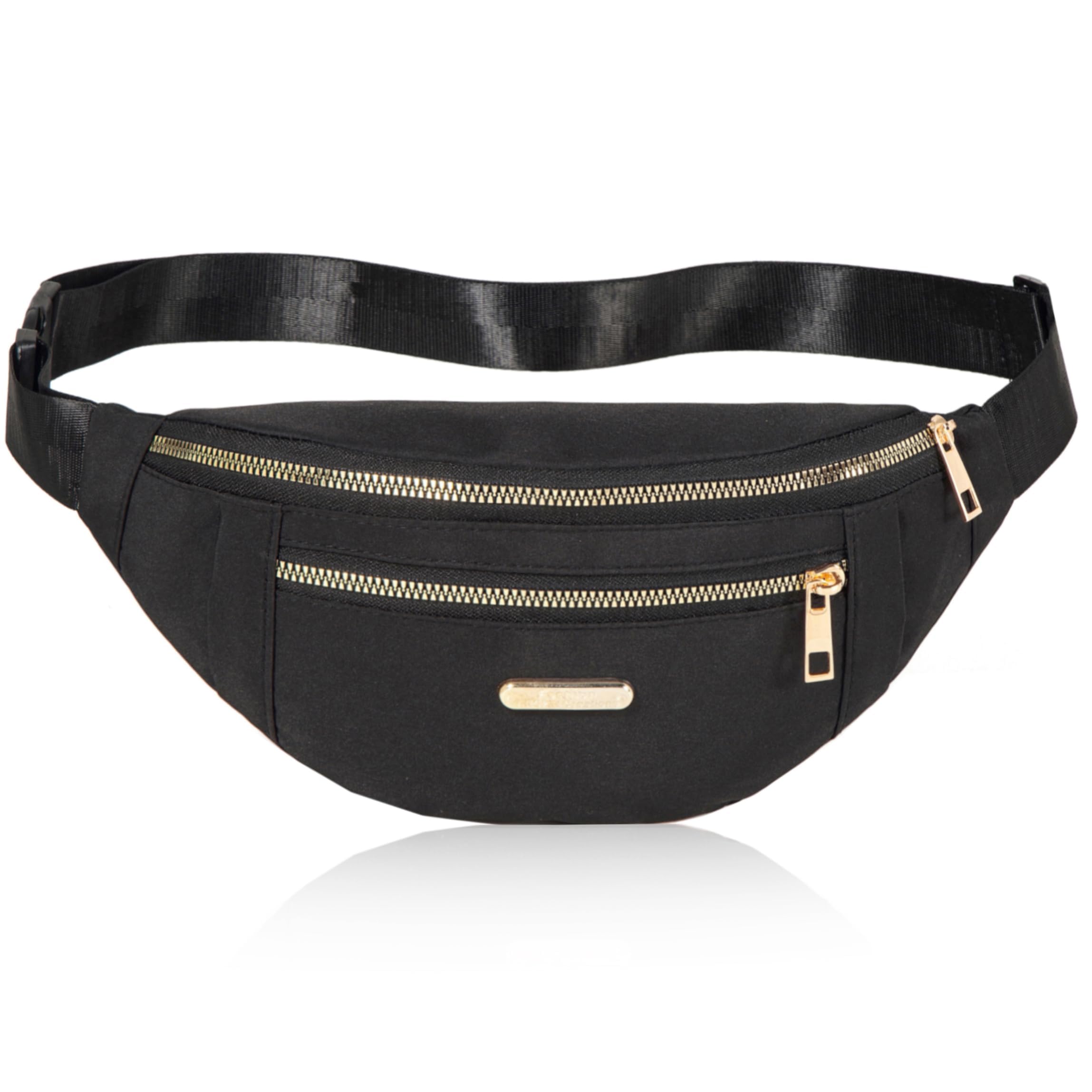 Fanny Pack Waist Pack for Women, Cross Body Bag Jogging Pouch Belt Bag for Outdoors Traveling Hiking - Black