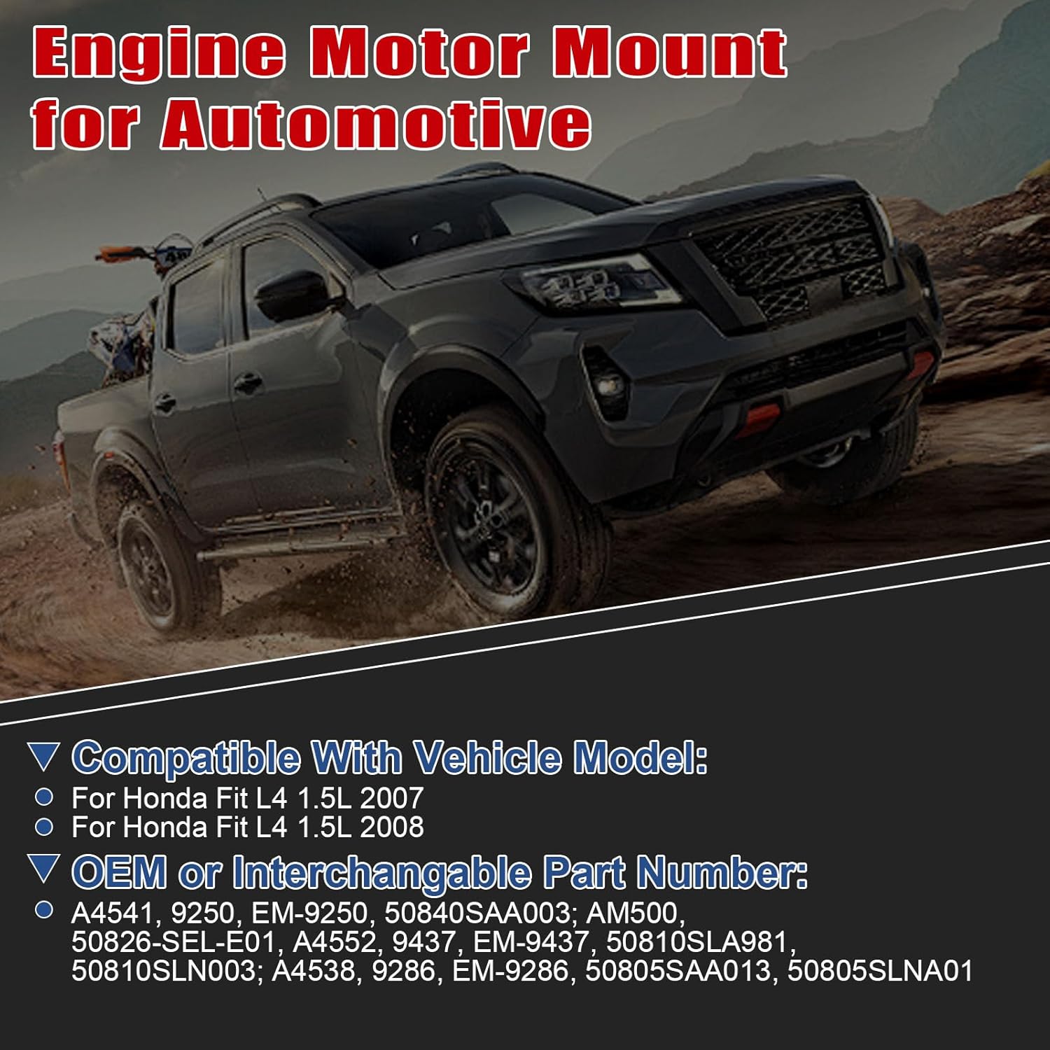 4Pcs Engine Motor Mount Compatible with Honda Fit L4 1.5L 2007-2008 Transmission Mount Set, Replace A4541 AM500 A4552 A4538