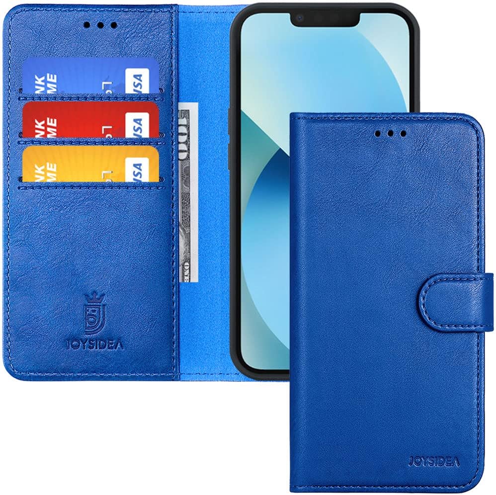 JOYSIDEA iPhone 13 Wallet Case, PU Leather Magnetic Flip Folio Phone Case with Credit Card Holder, Stand & Shockproof Cover for iPhone 13 6.1 inch, Blue