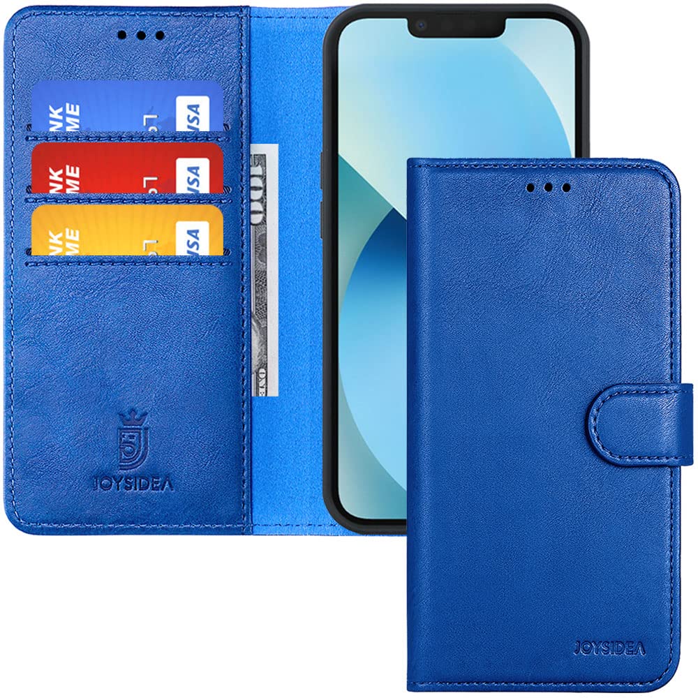 JOYSIDEA iPhone 13 Wallet Case, PU Leather Magnetic Flip Folio Phone Case with Credit Card Holder, Stand & Shockproof Cover for iPhone 13 6.1 inch, Blue