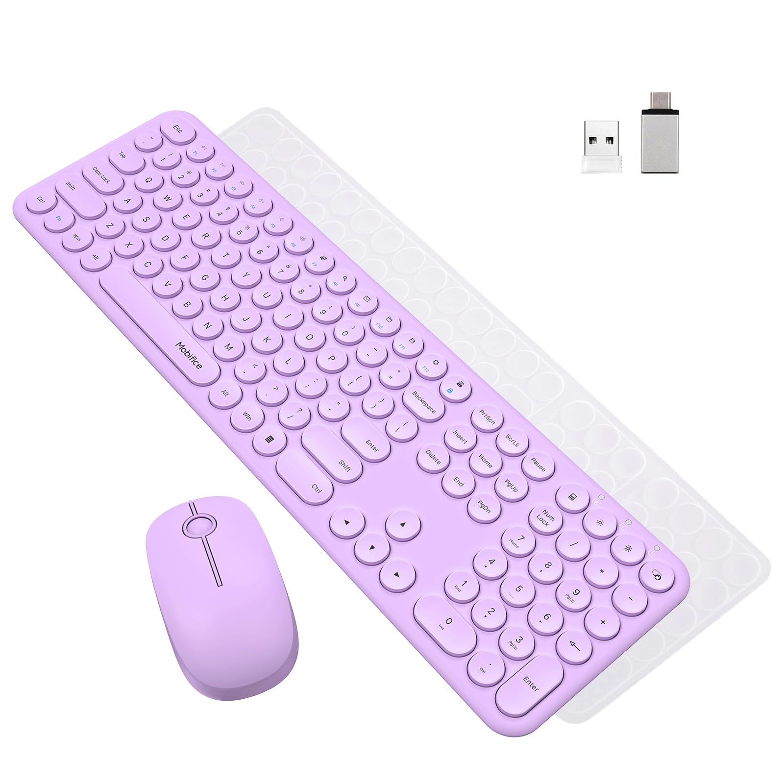 Lindo teclado inalámbrico y mouse combinado para PC, laptop, ventanas, Mac, tabletas, USB delgado de 2.4 GHz, inalámbrico, tamaño