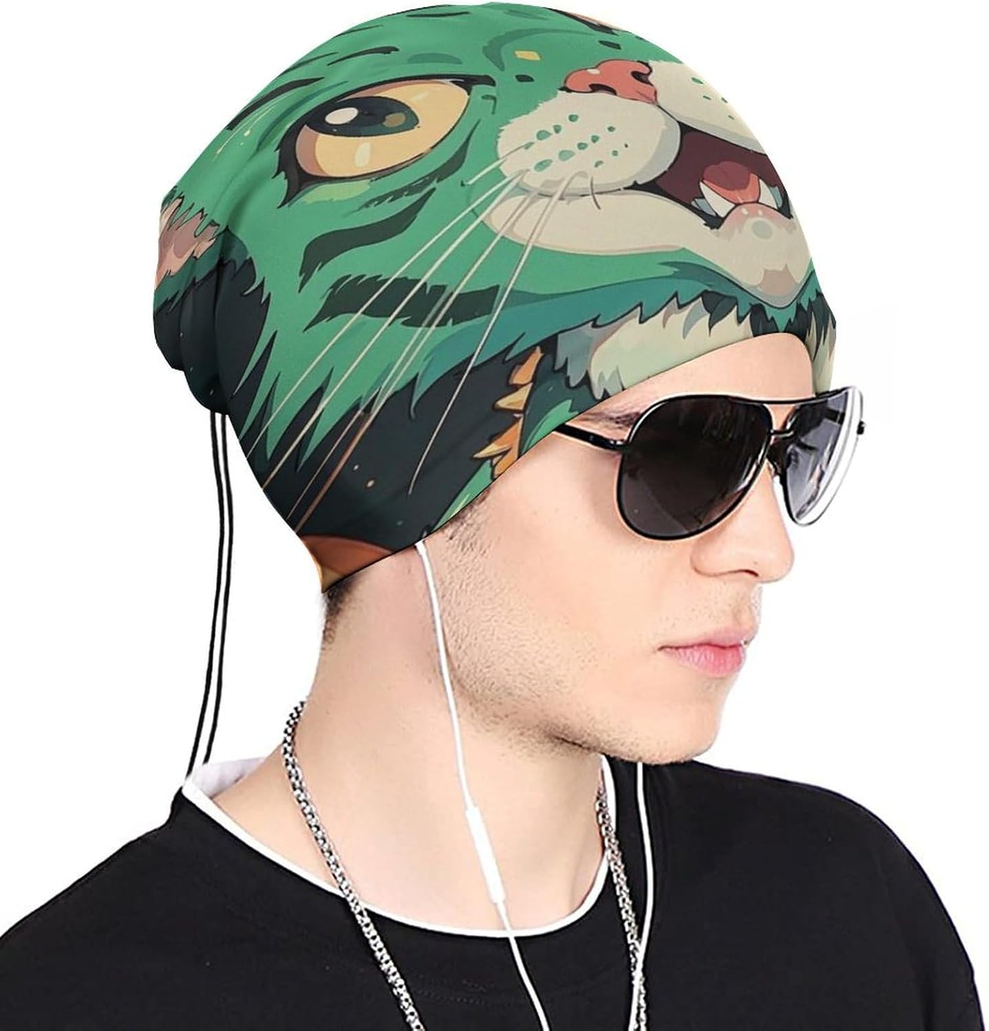 Neck Gaiter Anime Green Cat Face Cover for Men Women Cold Weather Scarf Breathable Face Mask Wind-proof Balaclava Face Mask for Skiing Fishing Hiking Cycling