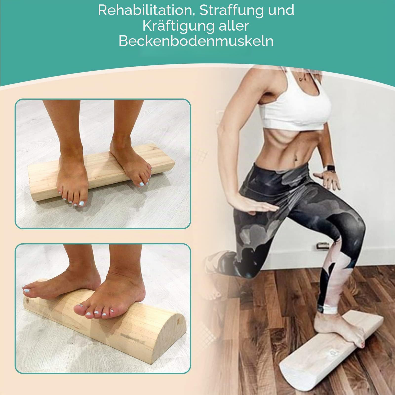 TWR ® - Propriozeptiver Stamm aus Holz mit Offiziellen Maßen (49,5 cm x 17 cm x 7,5 cm), hergestellt IN-House in Spanien. Beckenbodentrainer - Holzrolle - Propriozeptionsstamm - 5P Stamm