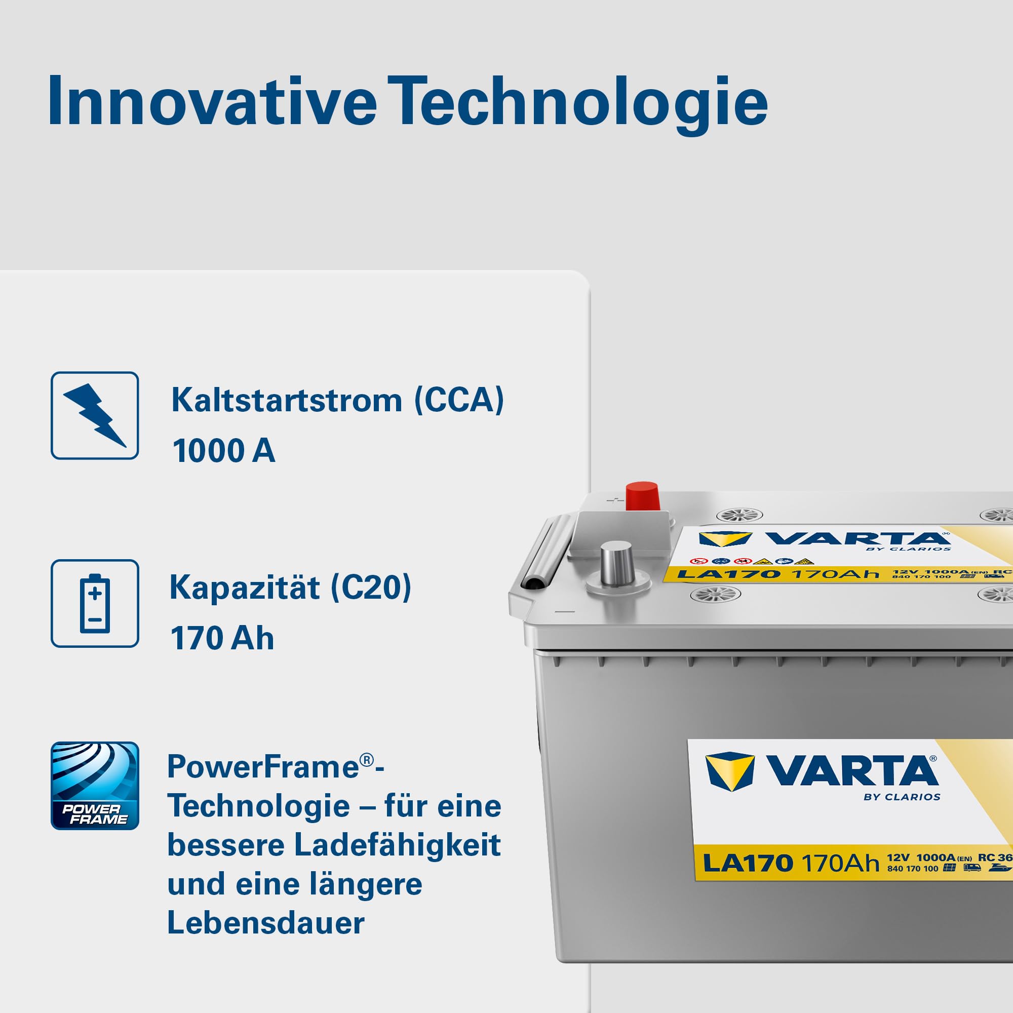 Batterie VARTA Professional AGM Dual Purpose LA60-12V 60Ah 680A - 840060068 - Pour camping-cars, caravanes et bateaux à forte demande énergétique.