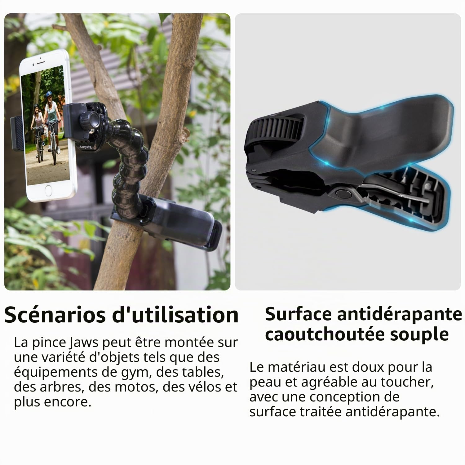 Suptig Support Téléphone Col de Cygne Pince Serrage Compatible iPhone 17 16 15 14 Plus 13 Pro XS Max XR X 8 7 6 6S Plus 10,2-17,8 cm
