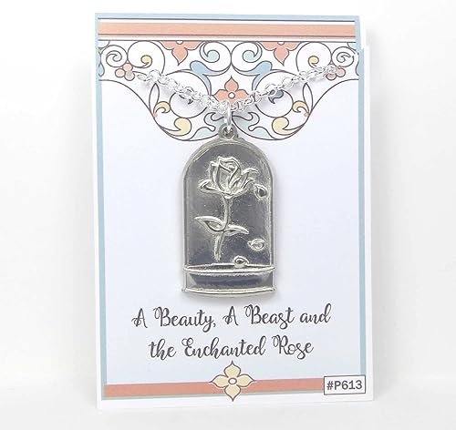 Miniatura 3 de Collar inspirado en la Bella y la Bestia hecho a mano en peltre, empaquetado para regalo, fabricado en Estados Unidos