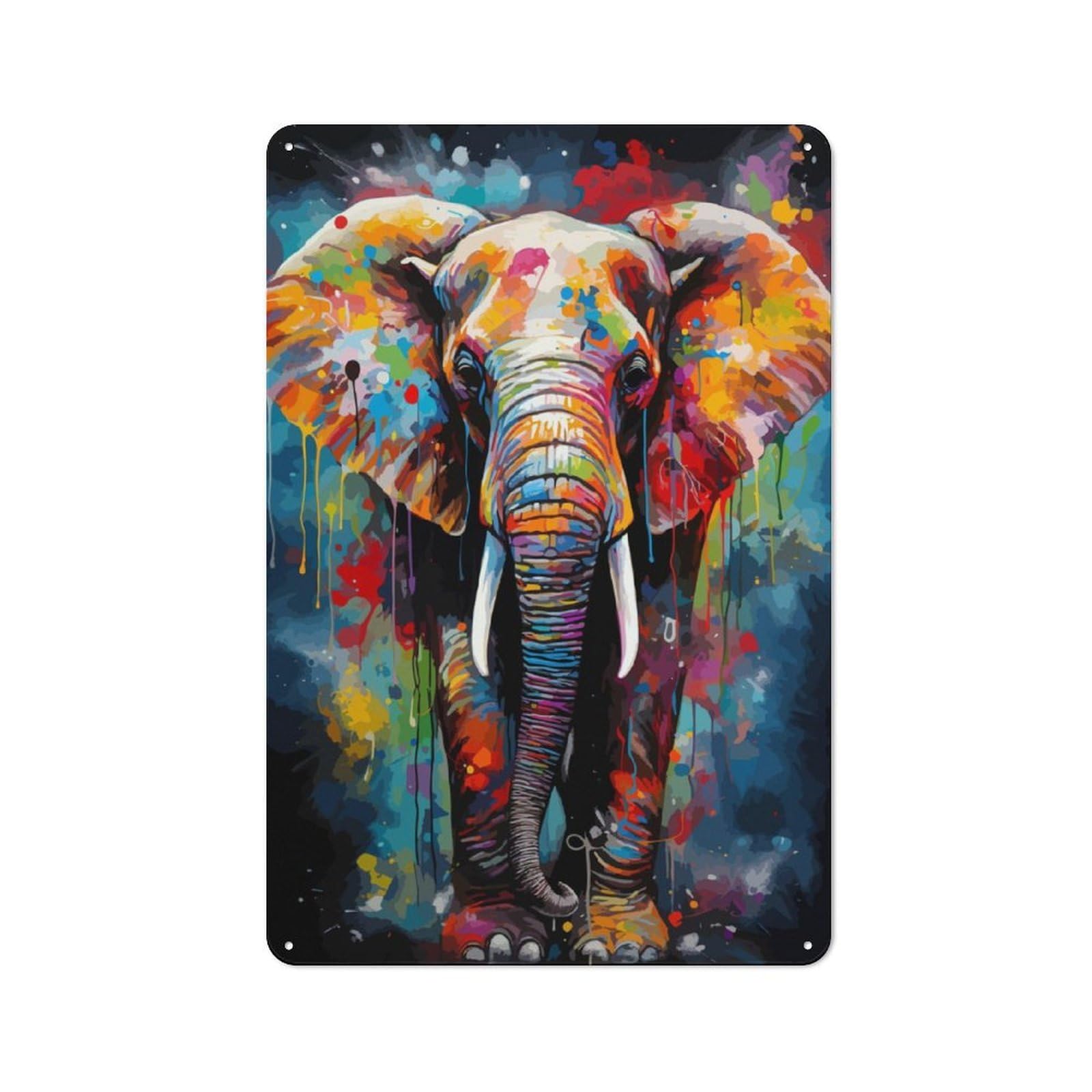 Junmoney Elephant Painting Metal Sign 30X20cm With For Garage Wall, Vintage Decor, Tin Sign Wall Decor For Garages And Workshops