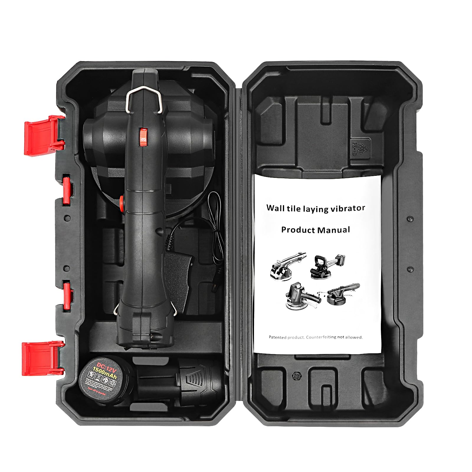Fliesenrüttler Fliesenvibrator Fliesen Nivelliermaschine Fliesenmaschine 1500mAh 10000r/min 6 Gänge mit Ladegerät und 2 Batterien Anwendbare Kacheln: <100 * 100mm