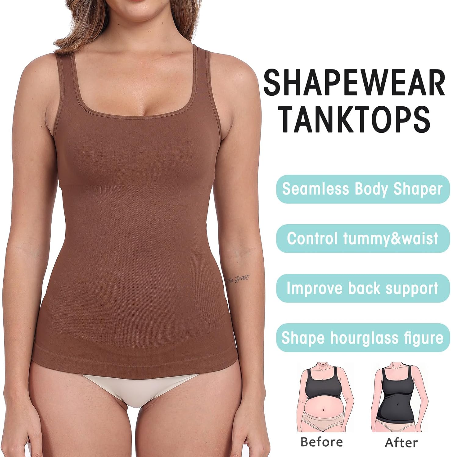 Women Shapewear Tank Tops Tummy Control Compression Tops seamless Body Shaper Camisole - Image 2