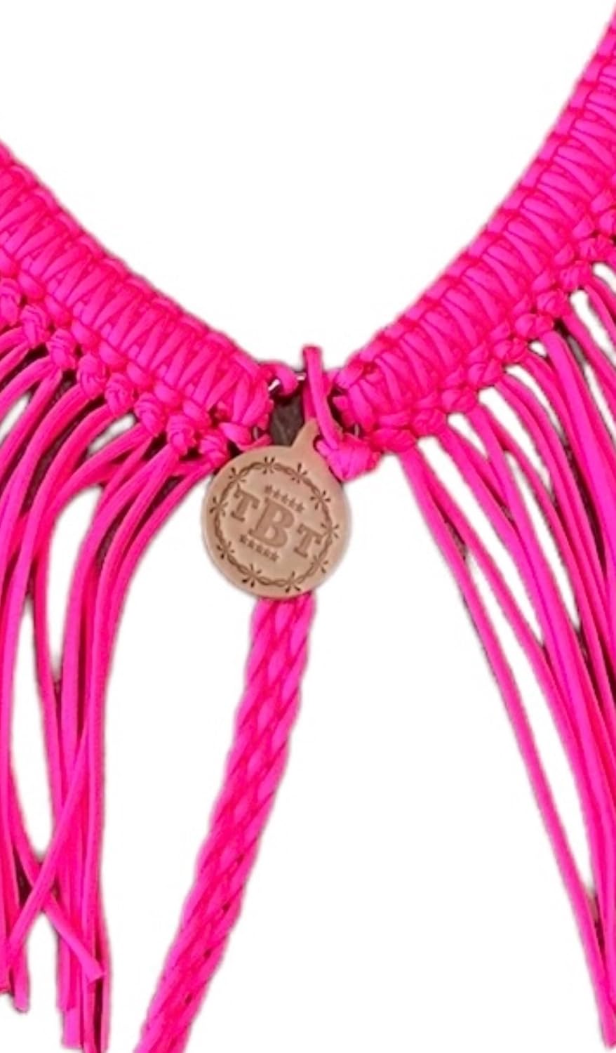 fringe breast collar paracord horse tack hot pink