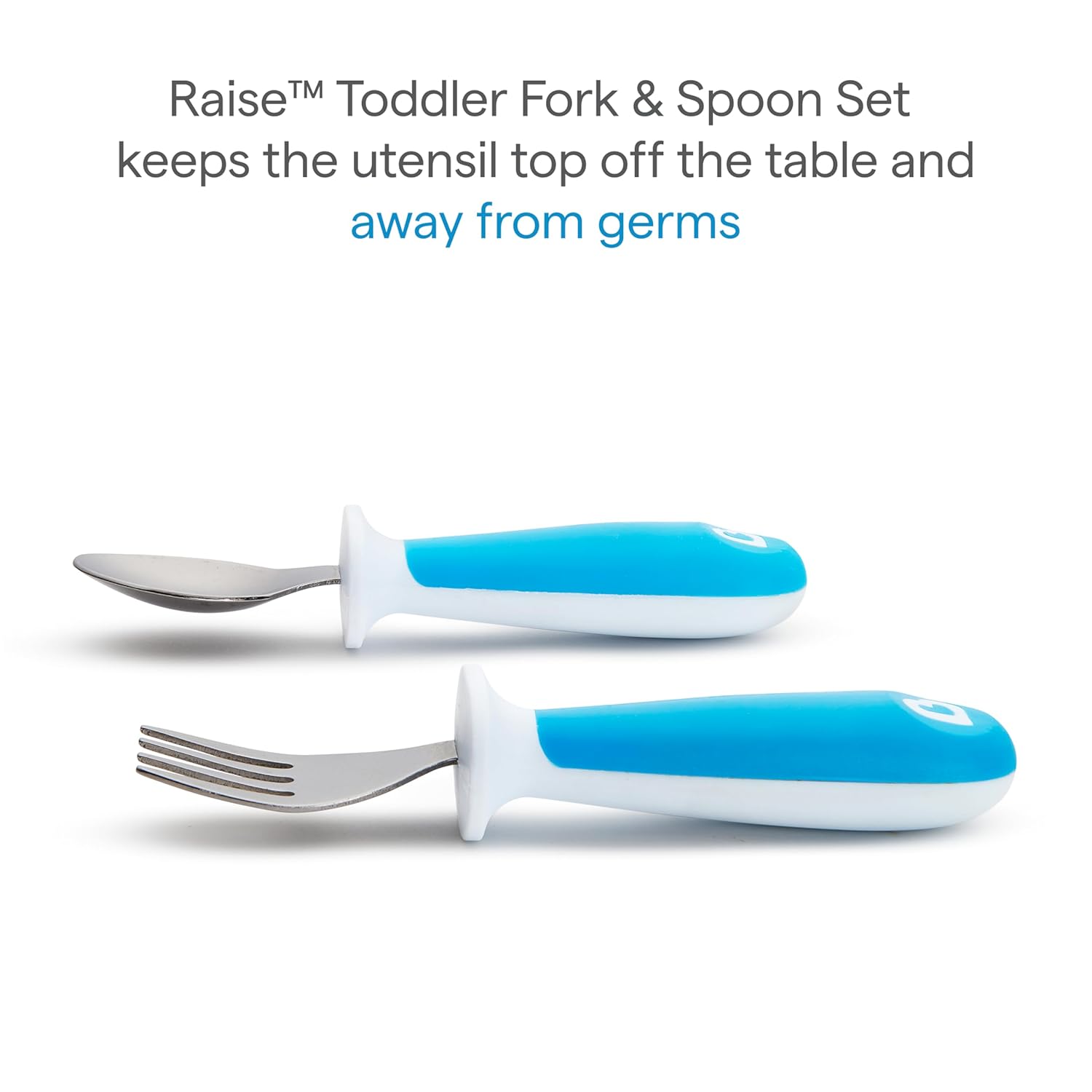 Munchkin® Be Happy Toddler Feeding Supplies Gift Set, Includes Happy Face Suction Plate, Straw Cup and Utensil Set, Blue
