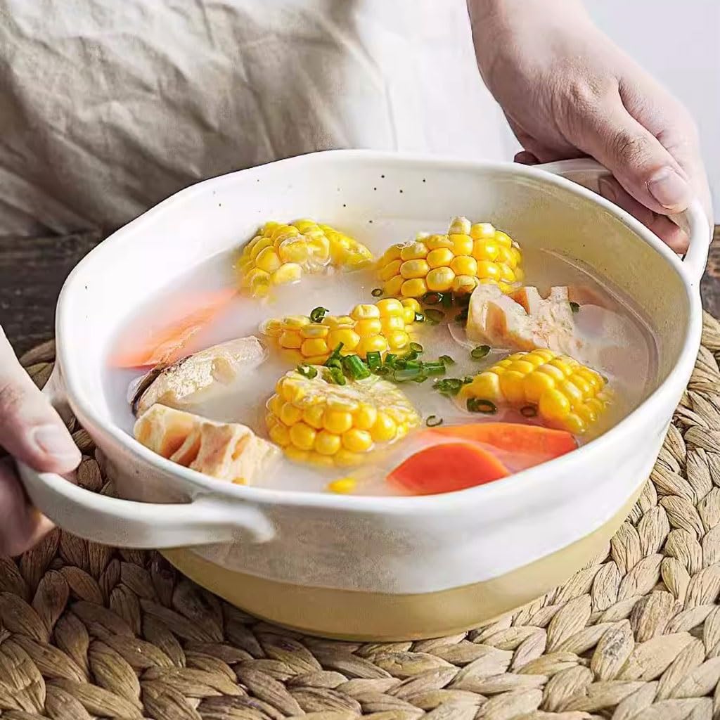 Miski do Ramen Miska na owoce Japońska miska na zupę z dwoma uszami Natychmiastowa miska na makaron domowa ceramiczna duża miska na zupę z miską śrubową miska do sałatki talerze obiadowe (zielony, 620