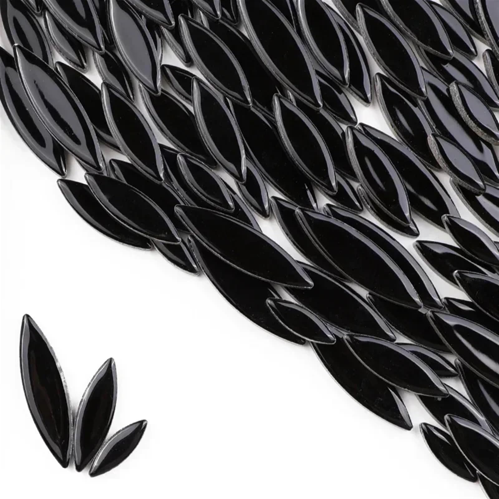 Mtadsbkfp Black Mixed Colour Stained Glass Mosaic Tiles, Ceramic Willow Leaf Mosaic Tiles Kit Multicolor 4Mm Thick 510G 18Oz(Black)