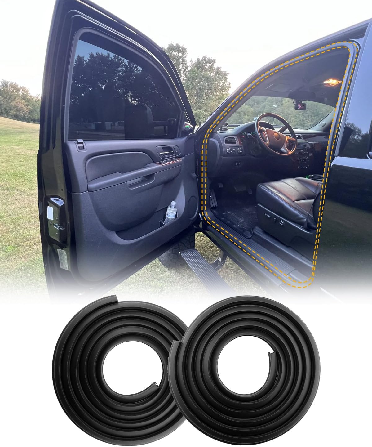 Door Seal Weatherstrip, Compatible with 2007-2014 Chevy Silverado GMC Sierra 1500/2500HD/3500HD, Crew Cab Regular Cab, Rubber Seal Trim Weather Stripping, Front Left or Right Side, OE#22766400, G3161