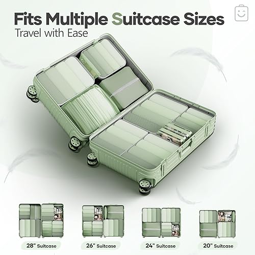 Vista 8 de Veken Juego de 11 cubos de compresión para artículos esenciales de viaje, bolsas organizadoras compresibles expandibles grandes para maletas