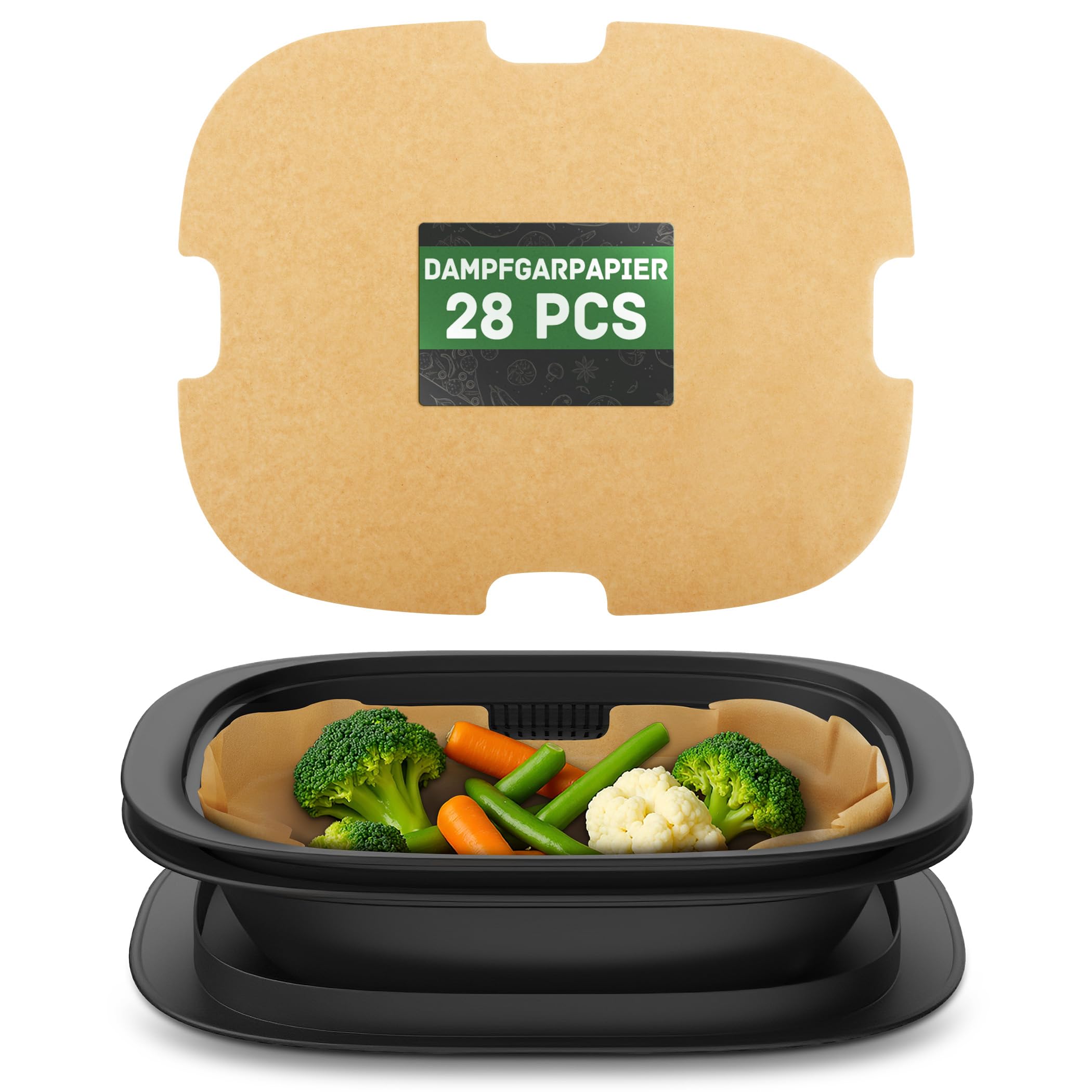 Siegvoll Dampfgarpapier für Varoma 28 St., Backpapier für Thermomix TM7, Einweg Garpapier Antihaft Wasserdicht Ölfest