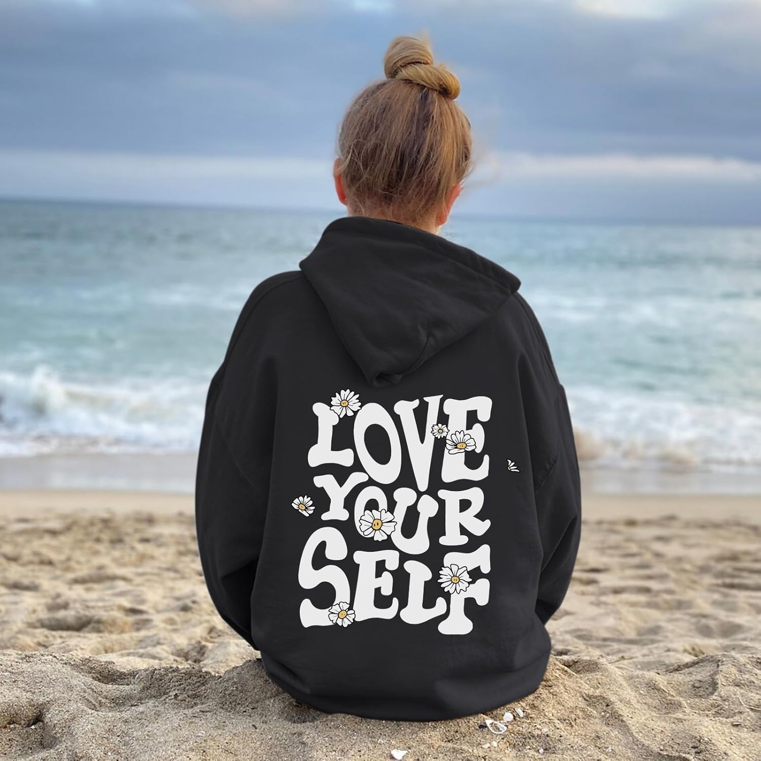Aesthetic Preppy Hoodies for Teen Girls Cute Graphic Sweatshirts Inspirational Letter Slogan Loose Fit Pullover Tops - Image 4