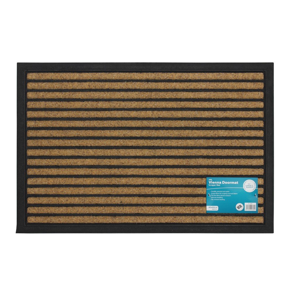 Jvl Vienna Rubber Backed Scraper Doormat 40X60Cm Lines from B&Q