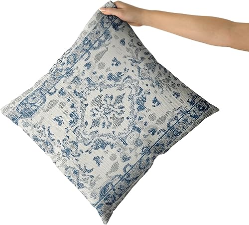 Miniatura 7 de Giwawa Juego de 2 fundas de almohada azules y grises de 18 x 18 pulgadas, estilo bohemio, color azul y blanco, funda de cojín decorativa con diseño