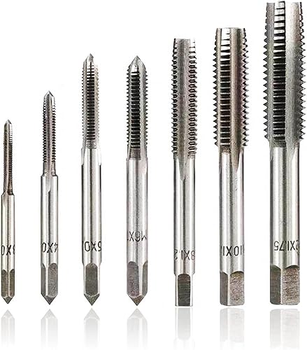 Juego de roscas métricas HSS Mano Tornillo de rosca Juego de roscas Herramienta de roscado 7PCS M3-M12 Juego de brocas