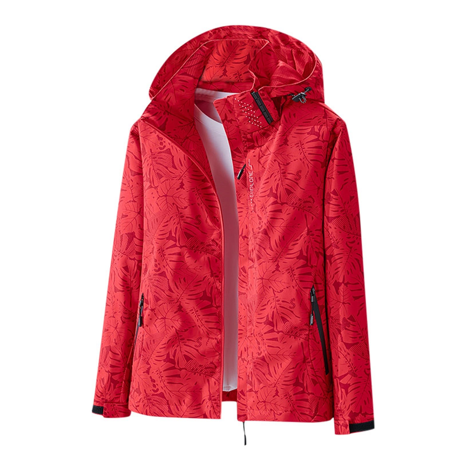 Genérico Chubasquero Mujer-Chaqueta Cortavientos De Una Sola Capa Para Exteriores Con Estampado De De Arce Para Mujer Resistente Al Y Al Agua
