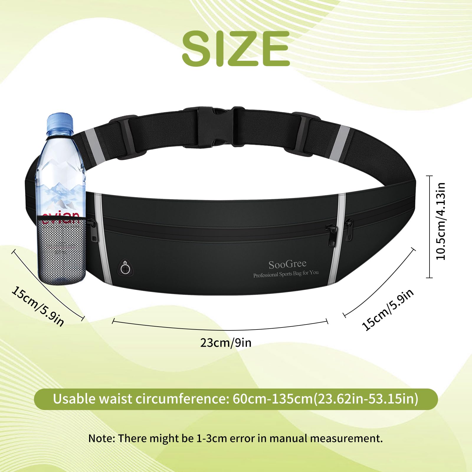 SooGree Running Belt Fanny Pack for Women Men Waterproof Waist Pack Runners Bag Slim Money Belt Phone Holder for Sports Hiking Traveling Adjustable Strap Workout Pouch Lightweight Walking Jogging