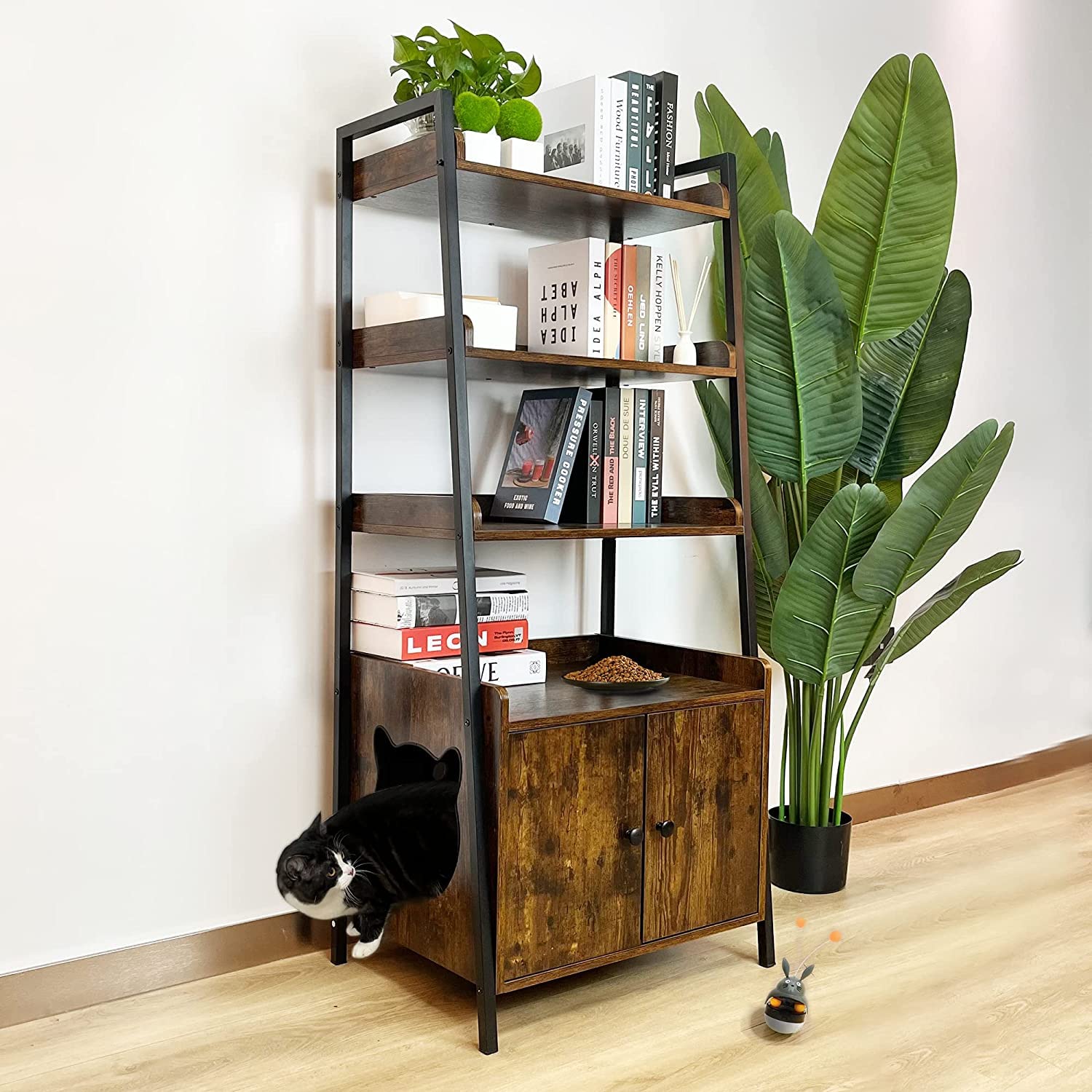 Amazon | 猫トイレカバー 収納棚付き 木製 飛散防止ニオイ軽減 隠せる