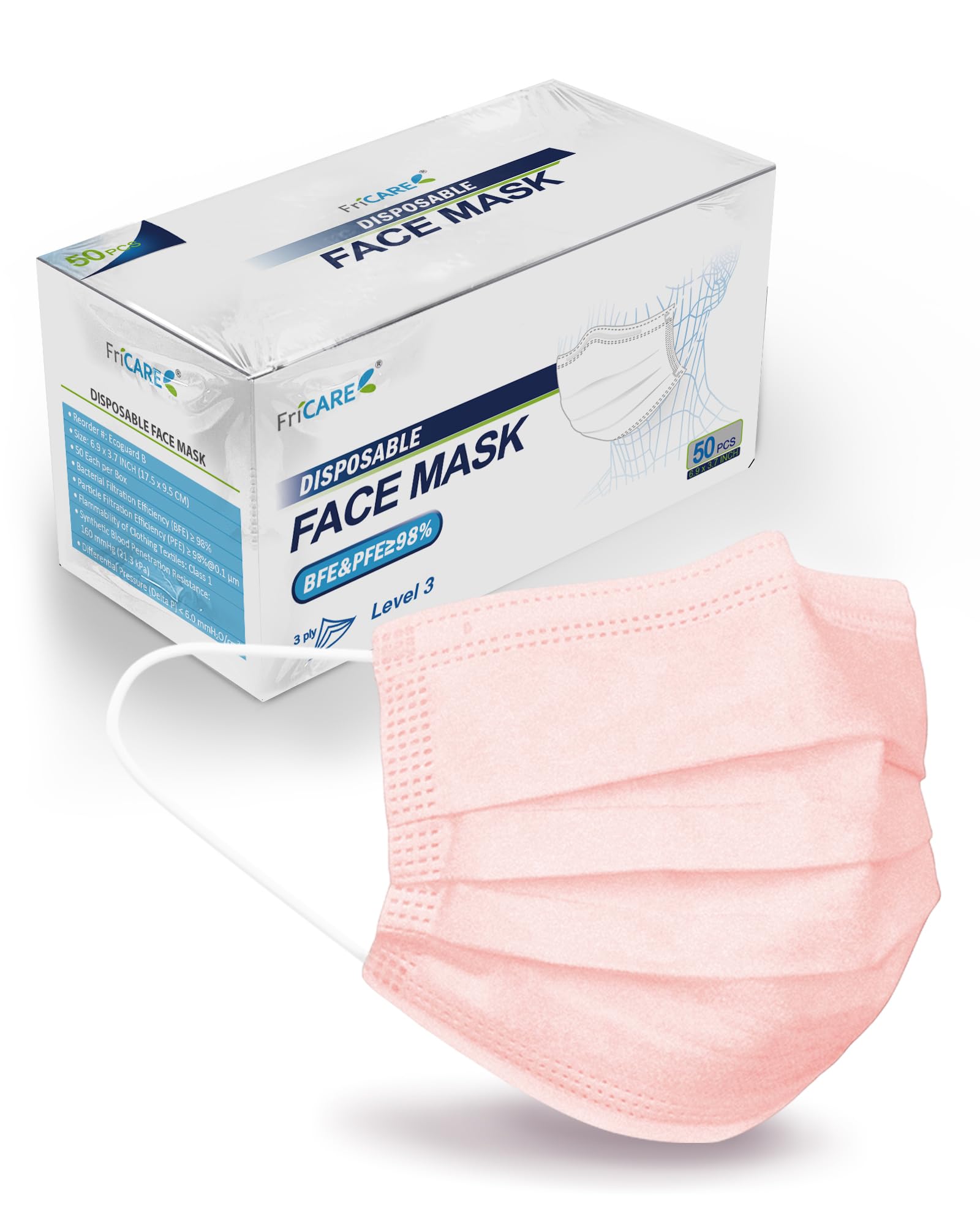 Made in USA, ECOGUARD 3-ply Disposable Face Mask with Multicolors, Comfortable & Breathable, 50 Pack-image-19