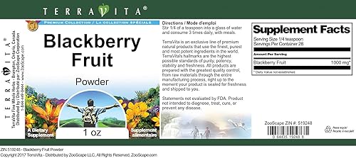Miniatura 3 de TerraVita BlackBerry Fruta en polvo (1 oz, ZIN 519248)