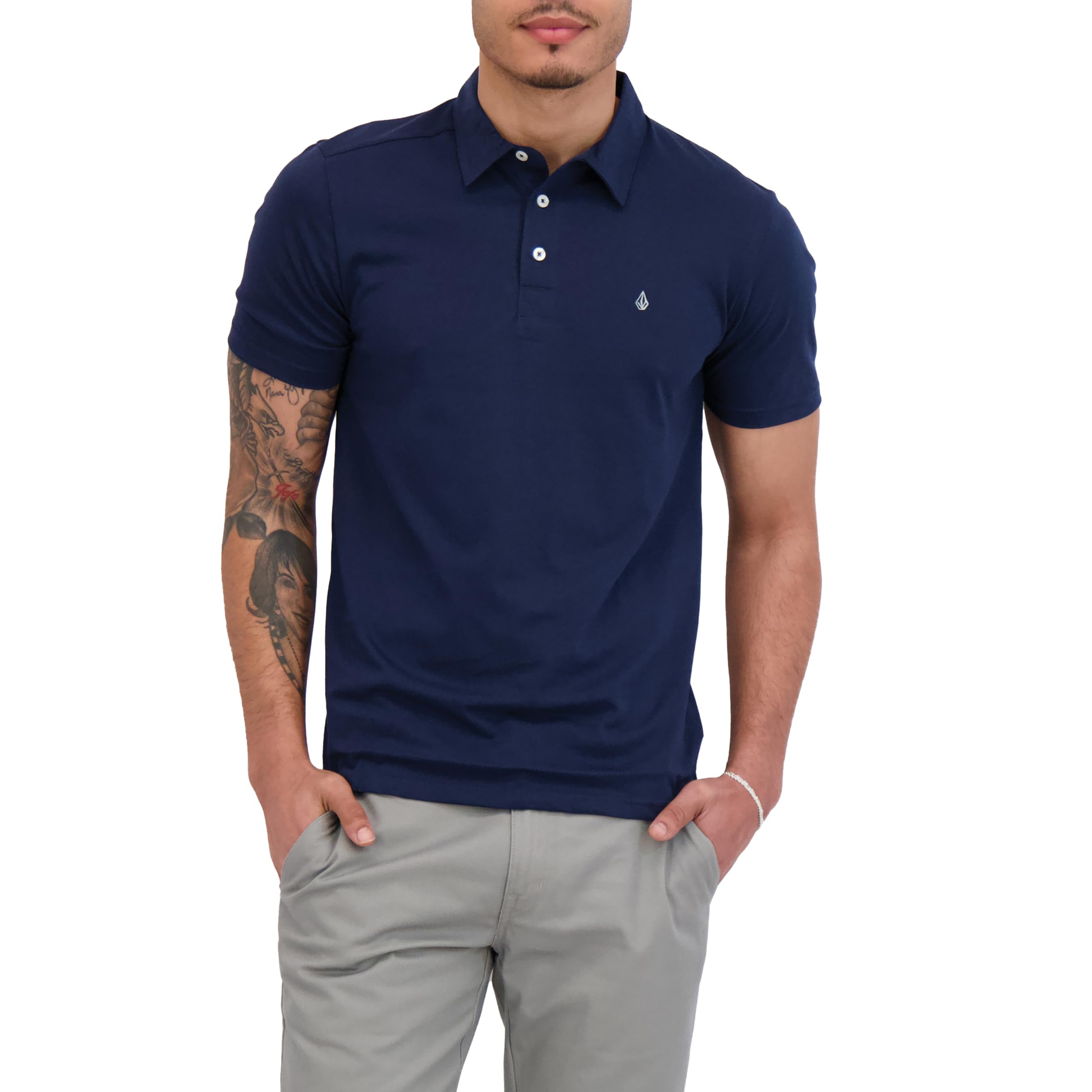 Volcom Men's Banger Polo Shirt, Navy Paint, Medium