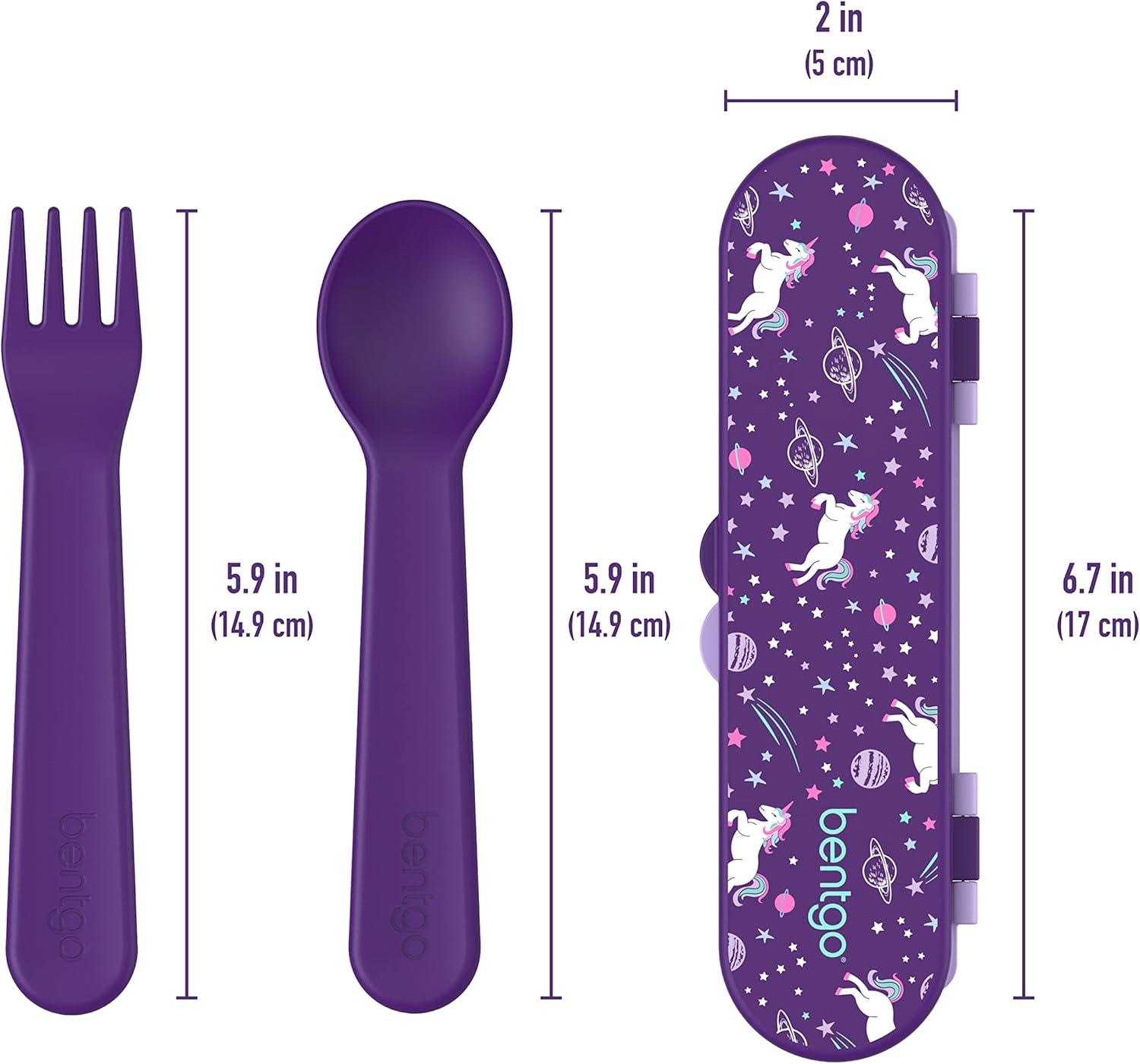 Bentgo Kids Utensil Set - Reusable Plastic Fork, Spoon & Storage Case - BPA-Free Materials, Easy-Grip Handles, Dishwasher Safe - Ideal for School Lunch, Travel, & Outdoors (Unicorn) - Image 5