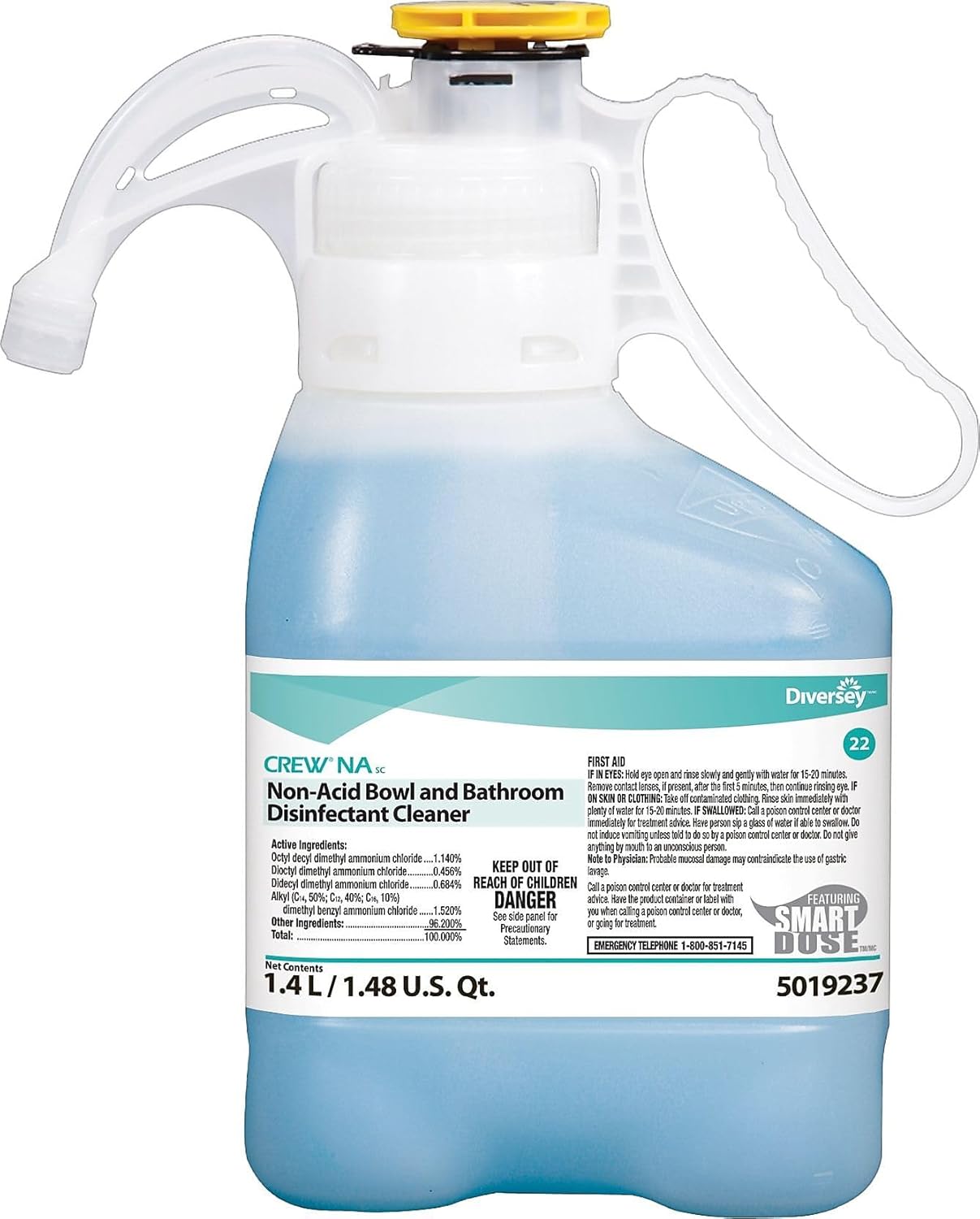 CREW Diversey 5019237 Non-Acid Bowl & Bathroom Disinfectant Cleaner Floral 47.3oz 2/Carton