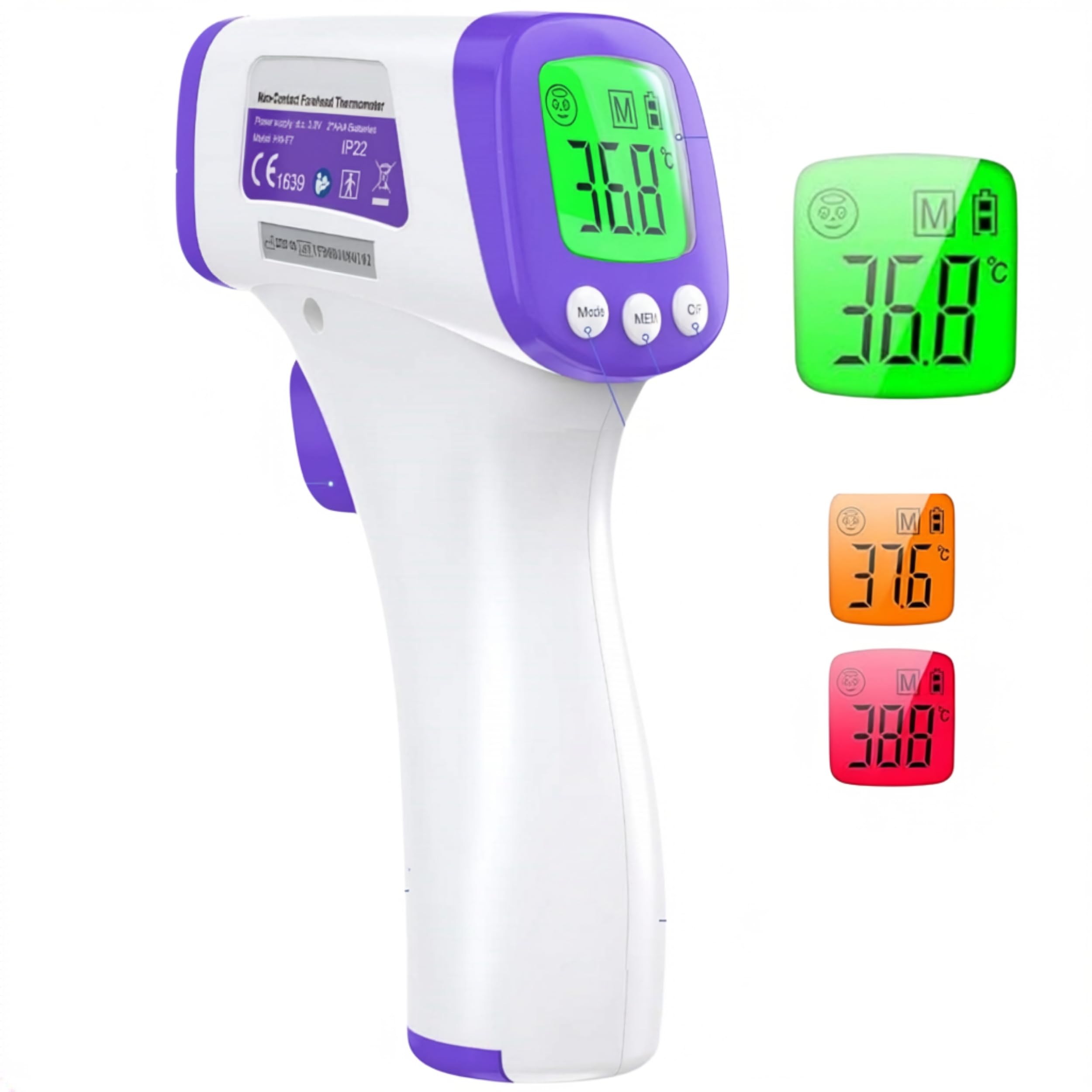 Thermomètre Frontal Sans Contact Infrarouge Bébé & Adulte – Thermomètre Digital Médical Précis et Rapide – Mode Objet, Écran LCD, Alarme Fièvre, Silencieux – Thermomètre Maison Fiable
