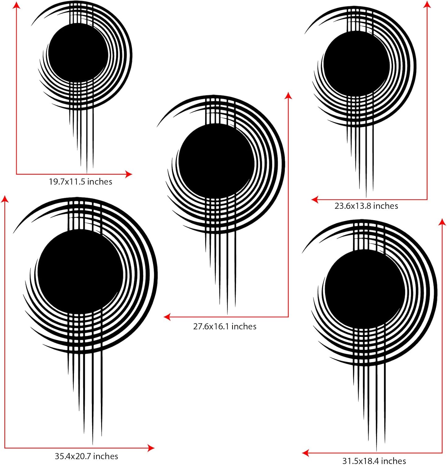 Modern Geometric Metal Wall Clock – Minimalist Black Wall Decor for Living Room Bedroom or Office – Silent Quartz Movement – Contemporary Hanging Wall Art (19.7x11.5 inches / 50x29 cm)