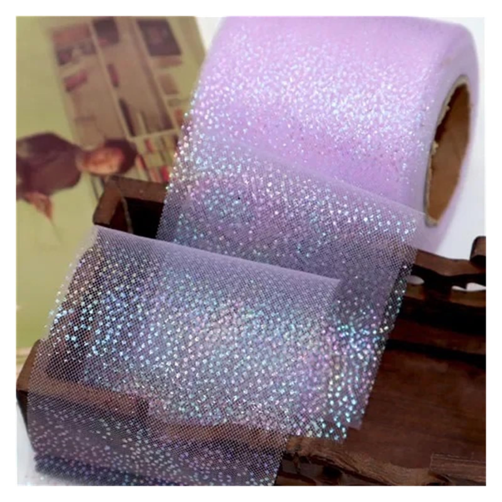 Crystal Glitter Dot Organza Tulle Ribbon Roll for DIY