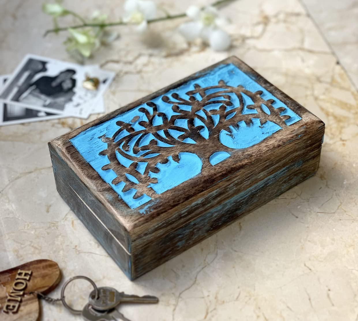 Handgefertigte Schmuckschatulle „Baum Des Lebens“ – Holz, Mit Schloss, Dekorativ & Praktisch