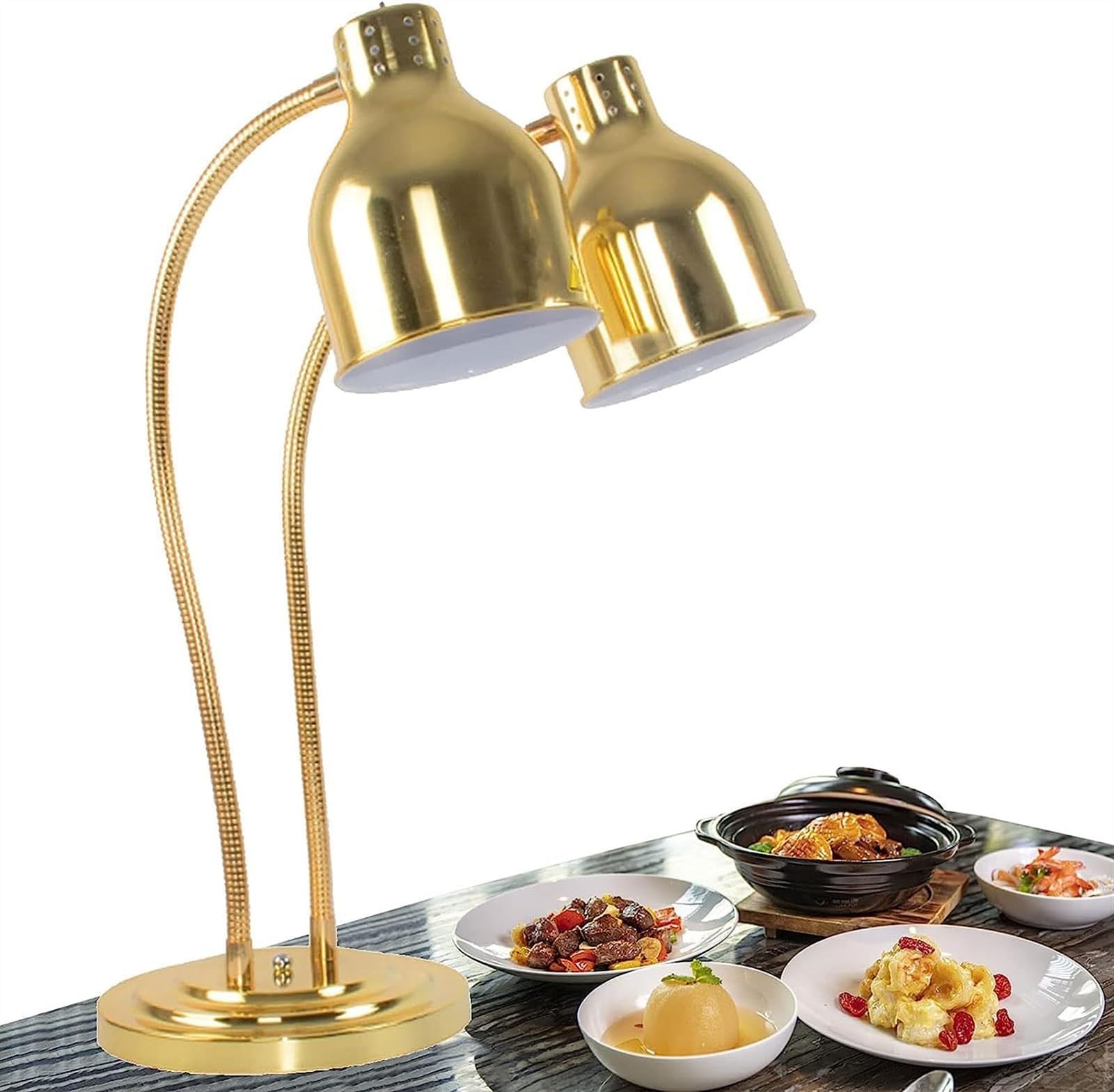 Double-head Buffet Food Warming Lamp, Food Heating Lamp, Commercial Food Warmer, 500w Portable Electric Heating Lamp, Stainless Steel Catering Food Heating Lamp For Restaurant Kitchen Canteen(B