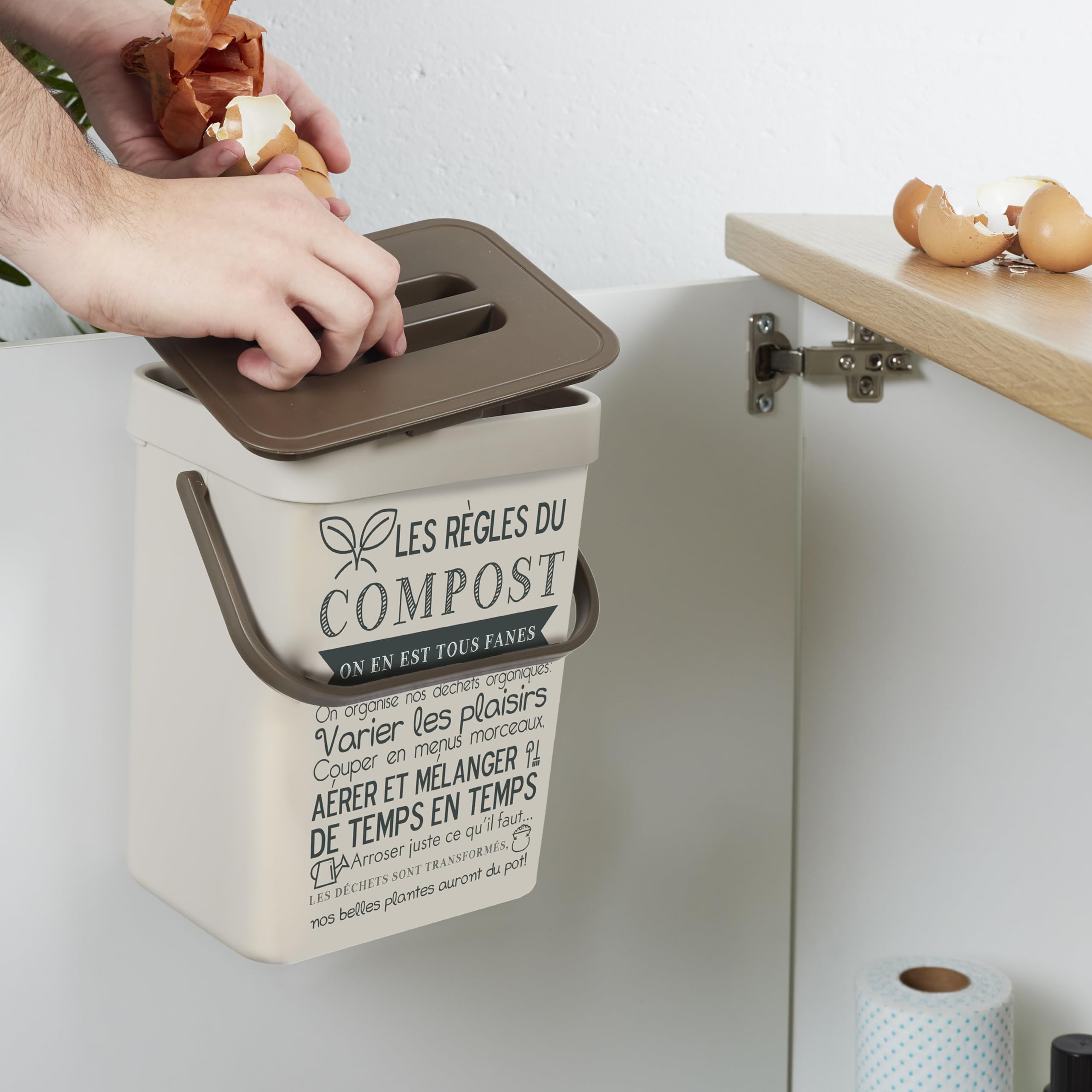 Poubelle à Compost 5L Plastique avec Accroche et Anse