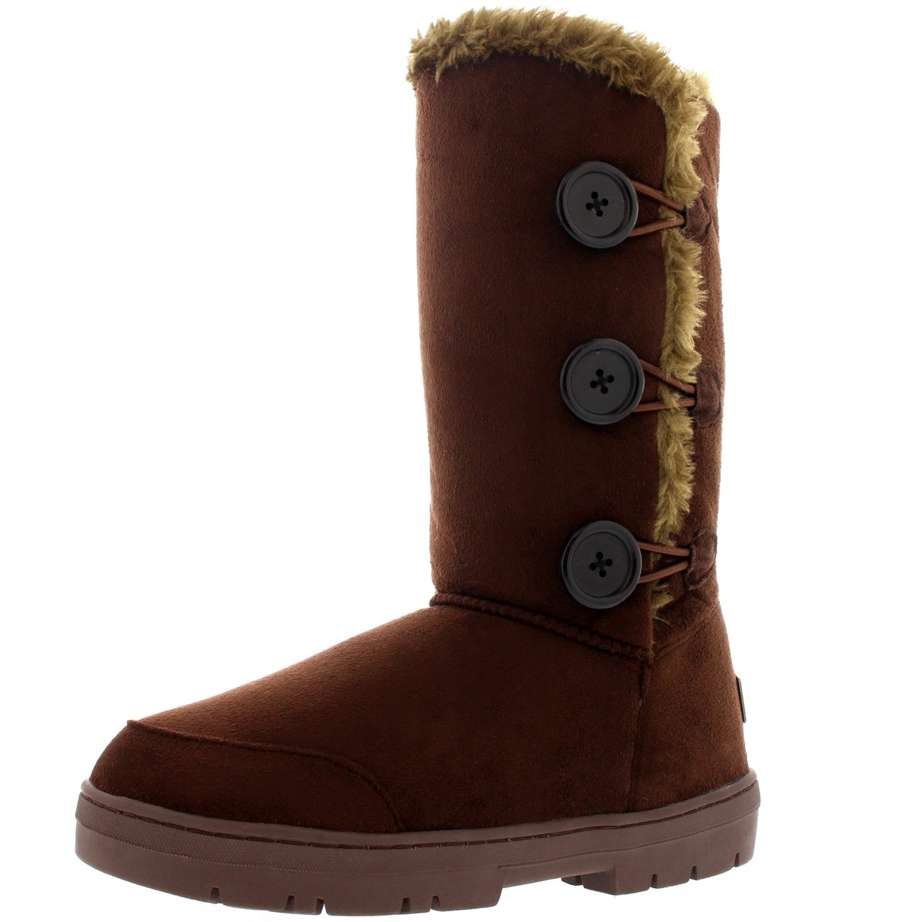 Holly Womens Triplet Button Waterproof Winter Snow Boots - Brown - 5-38 - AEA0156