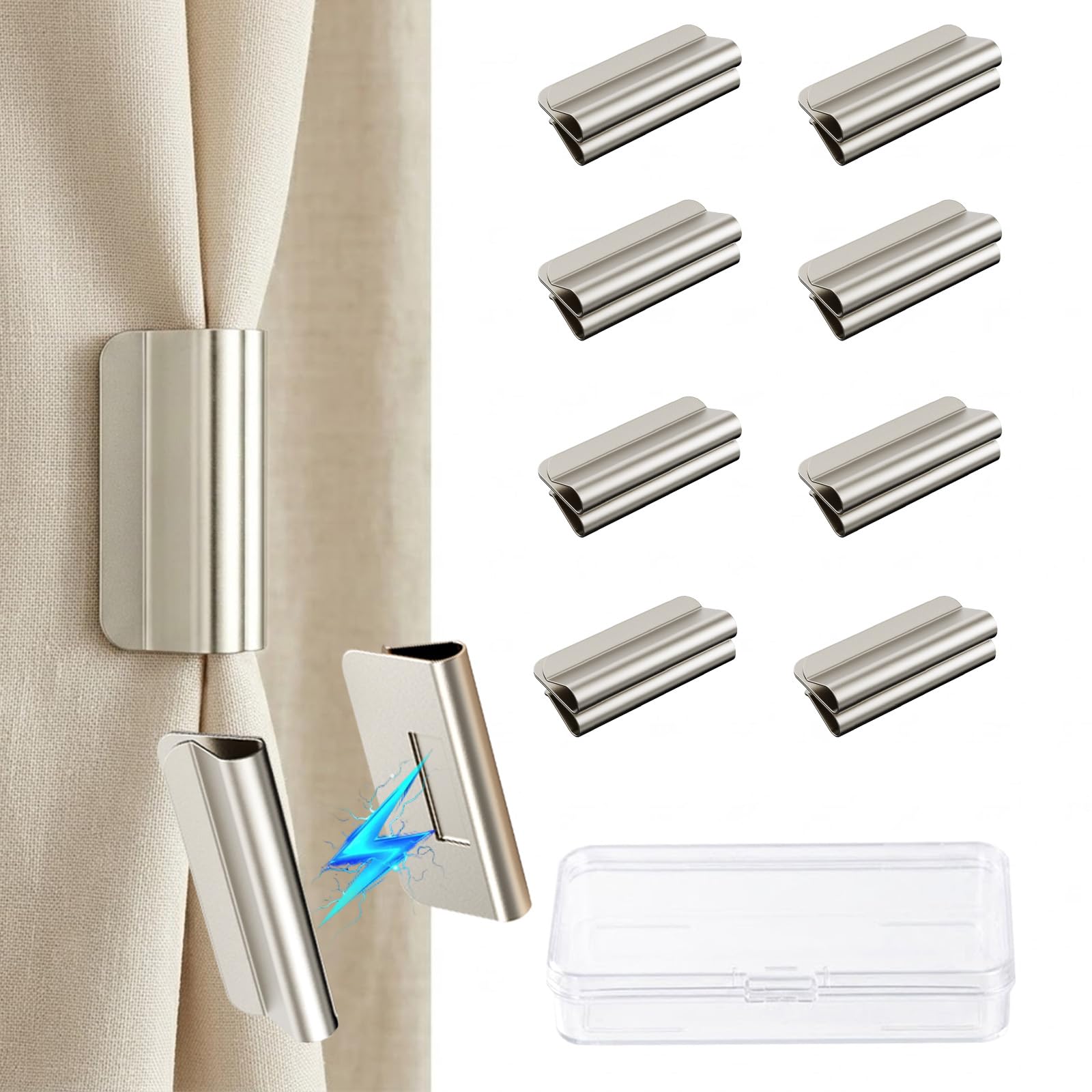 Duseu 8 Pair Magnetic Curtain Clips, Detachable Curtains Magnets Closure