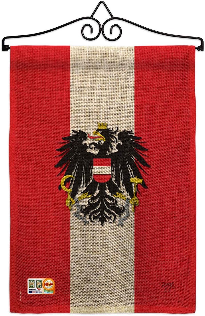 Austria Garden Flag Set Wall Holder Regional Nationality Nation International World Country Particular Area Small Decorative Gift Yard House Banner Made In USA 13 X 18.5