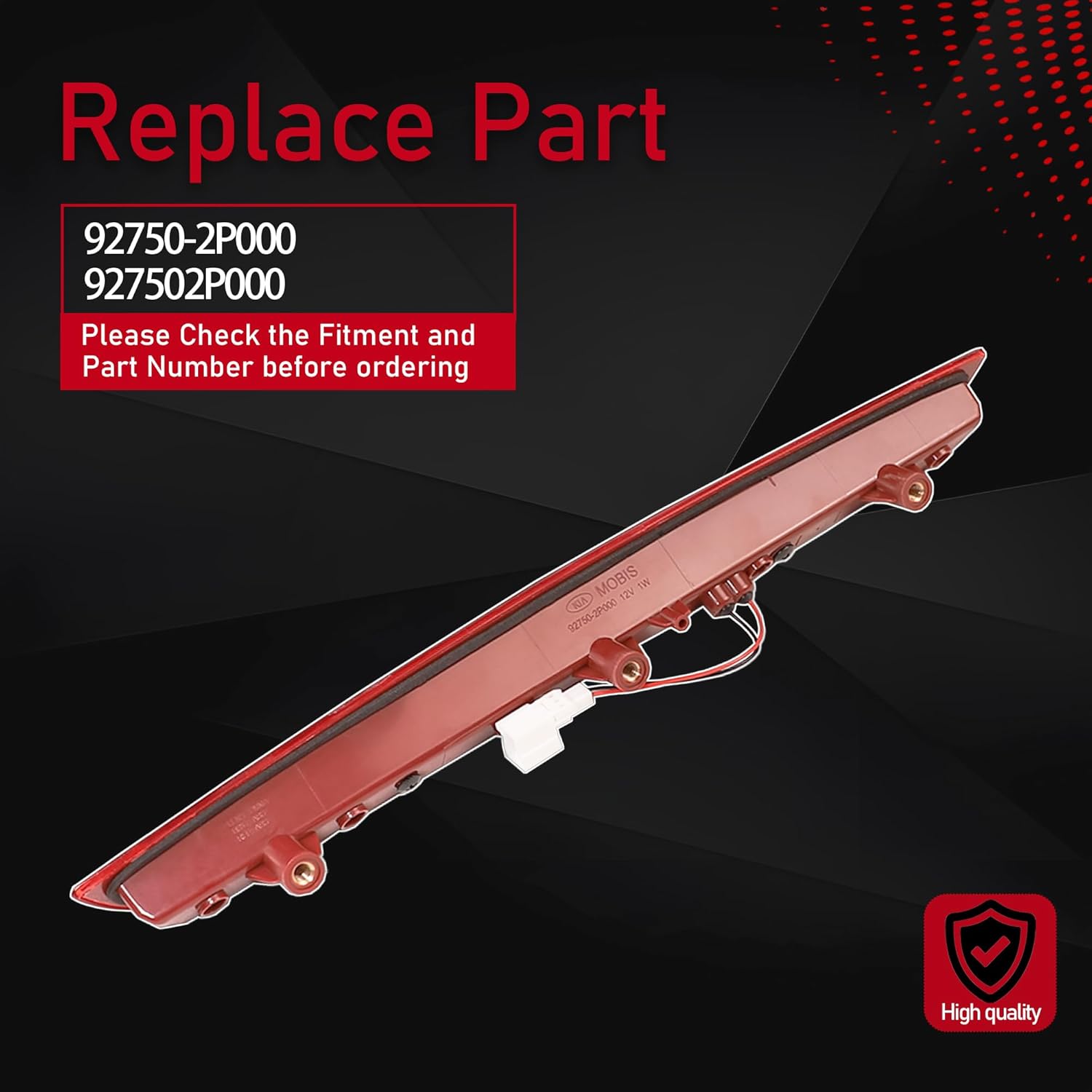 92750-2P000 3rd Third Brake Light Compatible With 2011 2012 2013 2014 2015 Kia Sorento Rear Center Full LED Waterproof High Mount Stop Light Replaces 927502P000