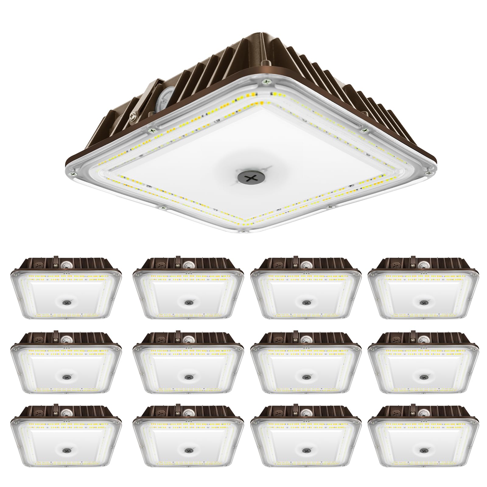 80W LED Canopy Lights Outdoor 11200LM 3000K-5000K Adjustable 120-277VAC 0-10V Dimmable IP65 Waterproof LED Shop Lights for Gas